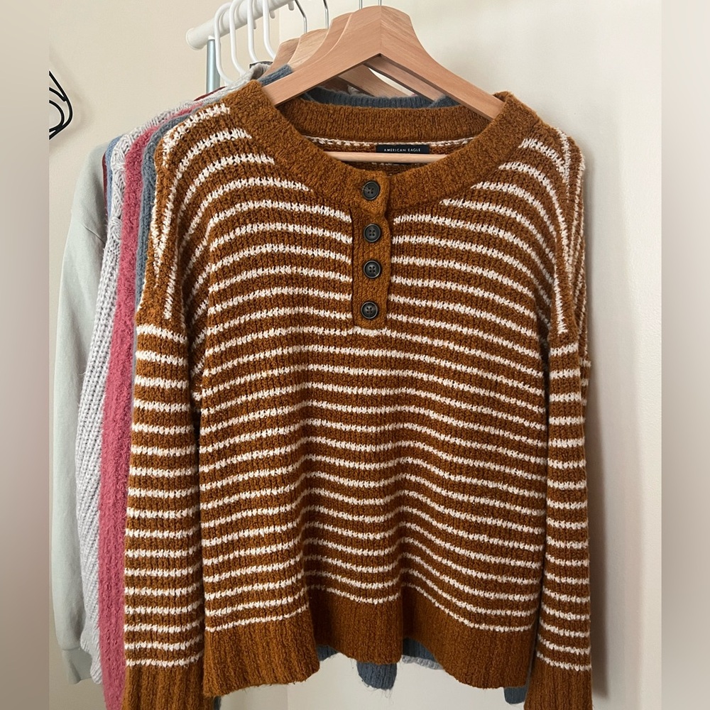 Button striped sweater